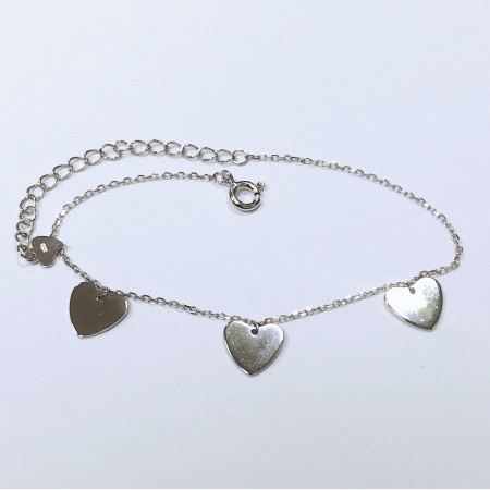 Срібний браслет декоративний Серця