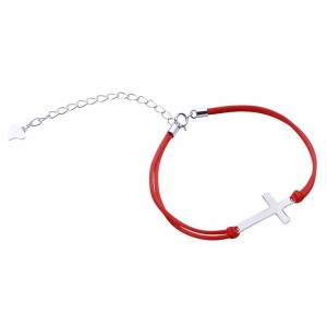 Серебряный браслет из красной шелковой нити (Б2К/905)