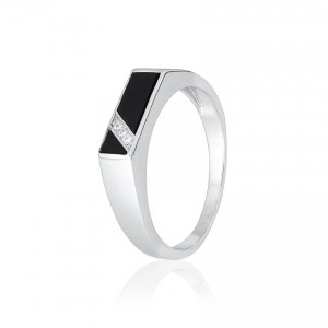 Серебряное кольцо с черными фианитами (К2ФО/498)