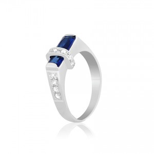 Серебряное кольцо с синими фианитами (К2ФС/220)