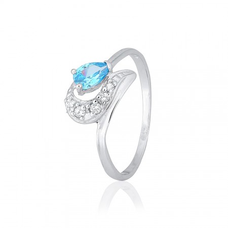 Серебряное кольцо с голубыми фианитами
