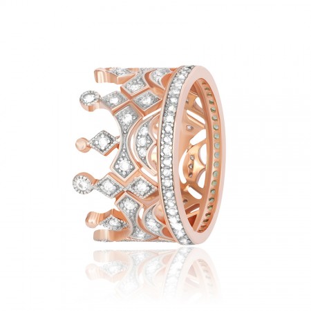 Серебряное кольцо в позолоте с фианитами 'Корона'