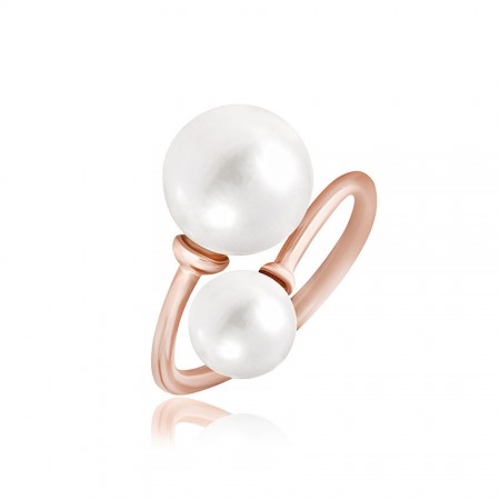 Срібна каблучка в стилі 'Chanel' зі вставкою sea shell pearl