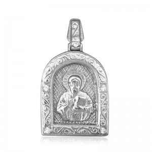 Срібний підвіс з фіанітами 'Ікона Святого Миколая Чудотворця'