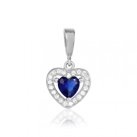 Срібний підвіс з синіми фіанітами 'Серце'