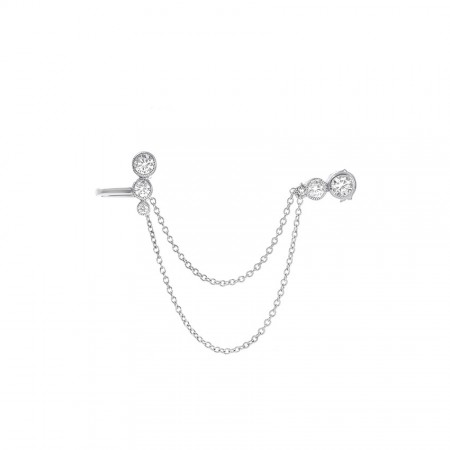Срібна сережка з фіанітами, якір+декор (С2Ф/410)