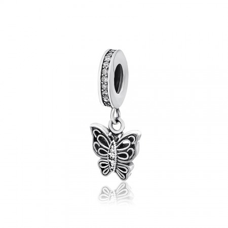 Срібний шарм з фіанітами Вінтажний метелик