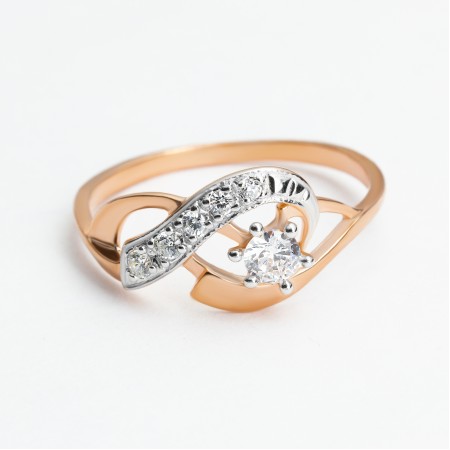 Серебряное кольцо позолоченное с белыми фианитами