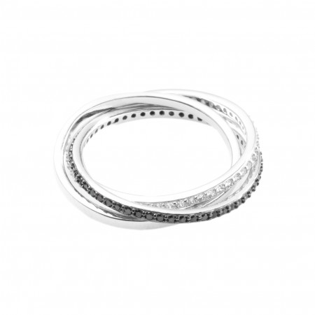 Серебряное кольцо тройное с фианитами