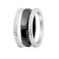 Серебряное кольцо с фианитами и черной керамикой - Фото 1