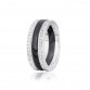 Серебряное кольцо с фианитами и черной керамикой - Фото 2