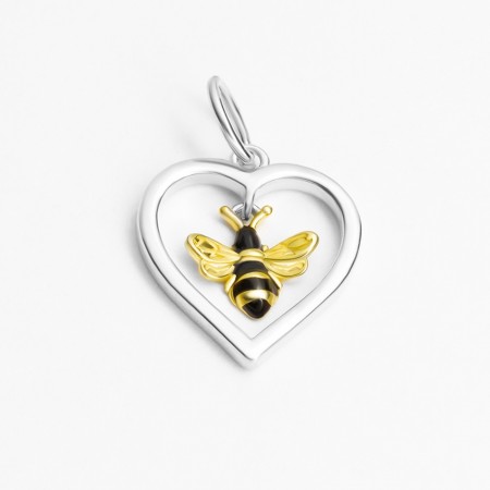 Серебряная подвеска сердце с пчелкой