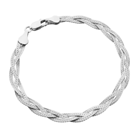 Серебряный браслет, коса (109Р)