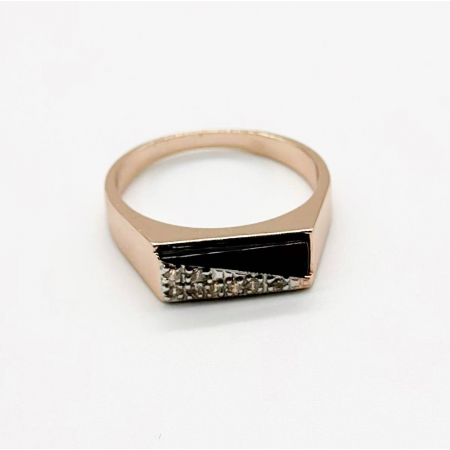 Серебряное кольцо со вставкой фианит/оникс