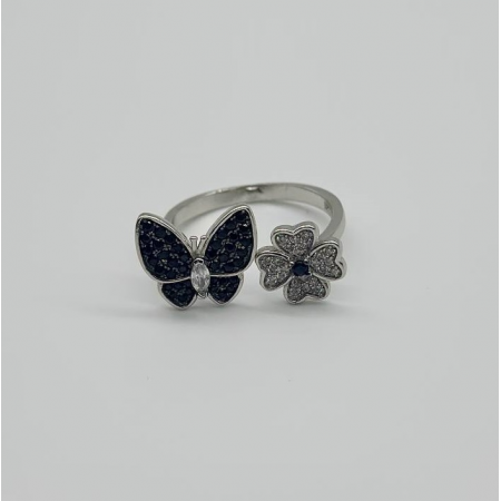 Серебряное кольцо в стиле 'Van Cleef & Arpels' с фианитами