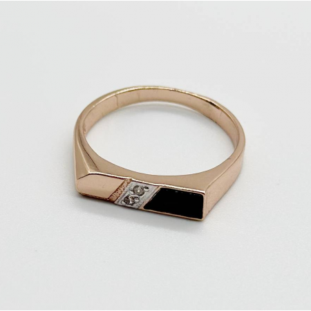 Серебряное кольцо со вставкой фианит/оникс
