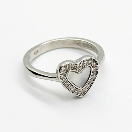 Серебряное кольцо в стиле 'Van Cleef & Arpels' со вставкой фианит/перламутр