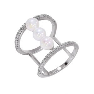 Серебряное кольцо со вставкой фианит/Sea Shell Pearl