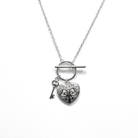 Серебряное колье сердце одинарное