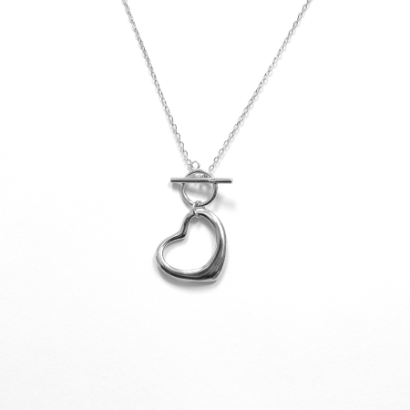 Серебряное колье сердце одинарное