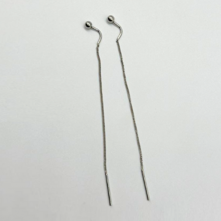 Серебряные серьги протяжки родированные минималистичные