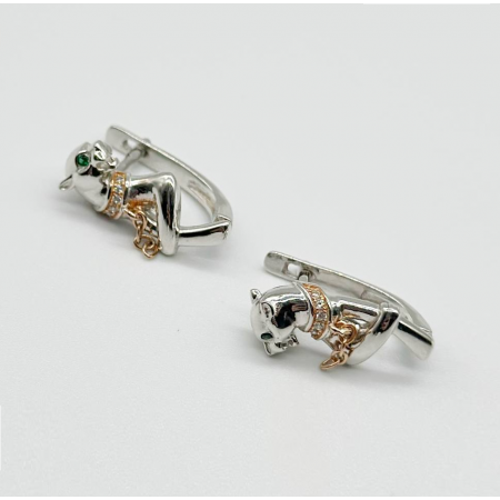 Серебряные серьги в стиле 'Cartier' с фианитами