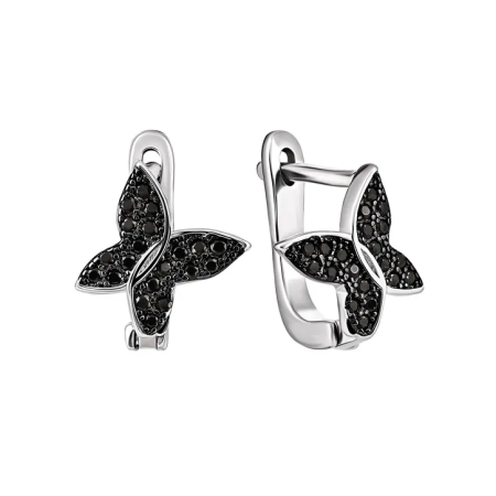 Серебряные серьги в стиле 'Van cleef & Arpels' со вставкой фианит