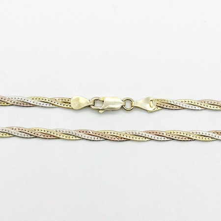 Серебряная цепочка позолоченная, плетение Коса