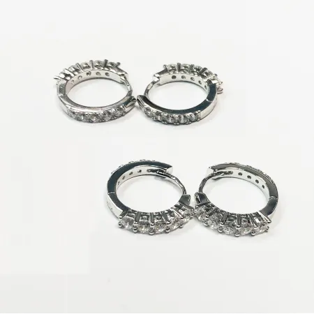 Срібні сережки конго двосторонні зі вставкою фіаніт