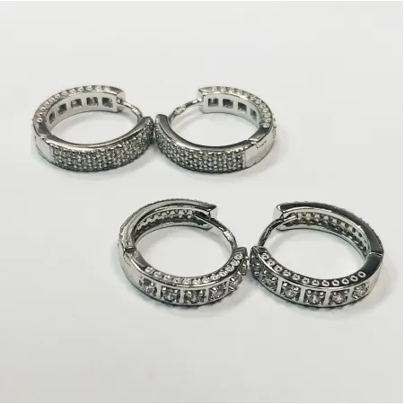 Срібні сережки двосторонні зі вставкою фіаніт