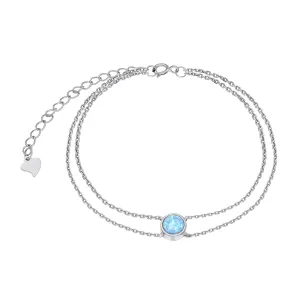Срібний браслет з блакитним опалом