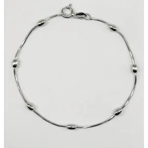 Срібний браслет, плетіння Снейк з діжечками