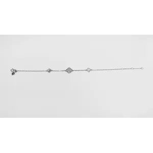 Срібний браслет в стилі 'Van Cleef & Arpels' зі вставкою фіаніт/перламутр