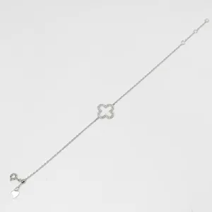 Срібний браслет з конюшиною у фіанітах