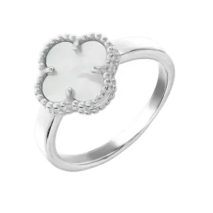 Срібна каблучка в стилі 'Van Cleef & Arpels' зі вставкою перламутр