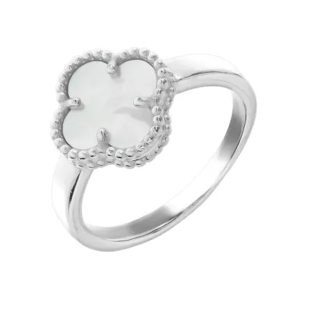 Срібна каблучка в стилі 'Van Cleef & Arpels' зі вставкою перламутр
