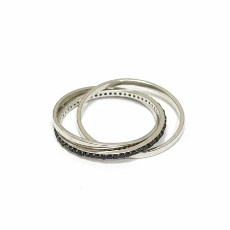 Серебряное кольцо в стиле 'Cartier' со вставкой фианит/оникс