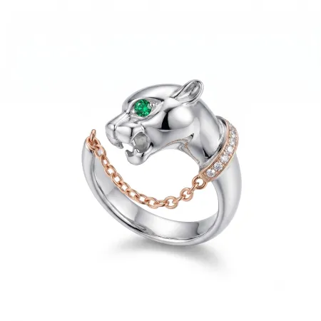 Срібна каблучка в стилі 'Cartier' зі вставкою фіаніт