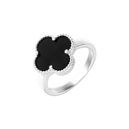 Срібна каблучка в стилі 'Van Cleef & Arpels' зі вставкою онікс