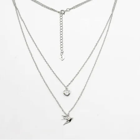 Срібне кольє родоване зі вставкою Swarovski Zirconia