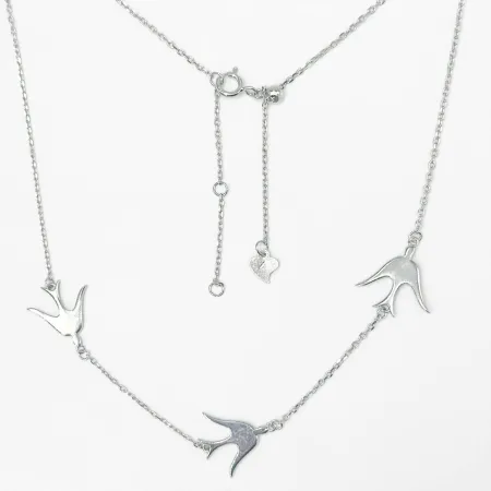 Серебряное колье одинарное Ласточки