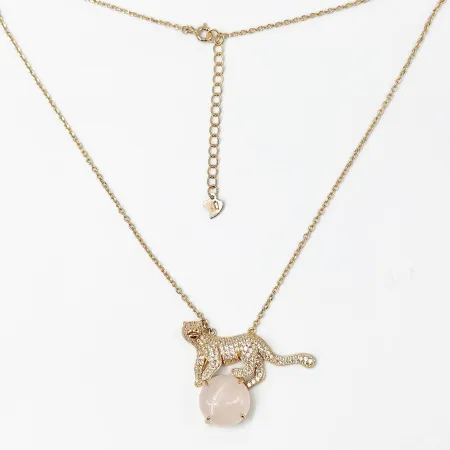 Срібне кольє у позолоті зі вставкою фіаніт/імітація кварцу