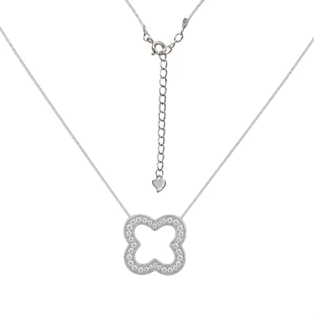 Серебряное колье в стиле 'Van Cleef & Arpels' со вставкой фианит