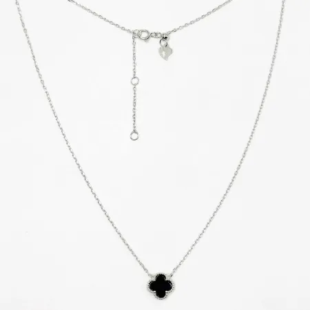 Серебряное колье в стиле 'Van Cleef & Arpels' со вставкой оникс