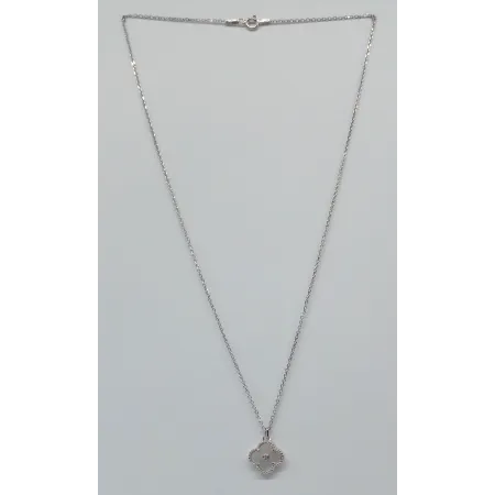 Серебряное колье в стиле 'Van Cleef & Arpels' со вставкой перламутр/фианит
