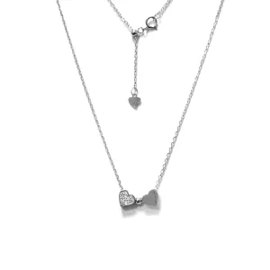 Срібне кольє родоване Два серця