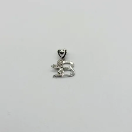 Срібна підвіска Янголятко з літерою В
