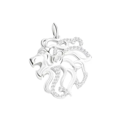 Срібна підвіска 'Лев' з фіанітами