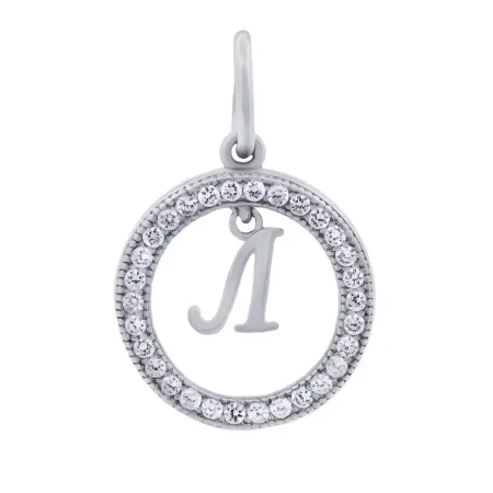 Срібна підвіска літера 'Л' з фіанітами