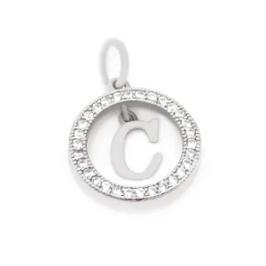 Срібна підвіска літера 'С' з фіанітами